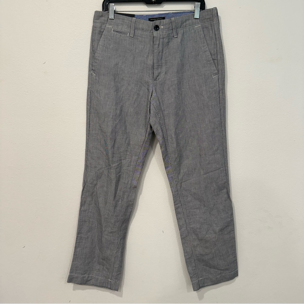 Banana Republic Straight Fit Linen Blend Striped Pants 31/32